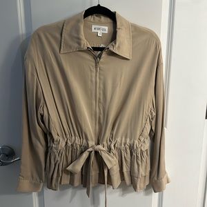 Whiteroom + Cactus - Zipper Front Ruffle Bottom Jacket